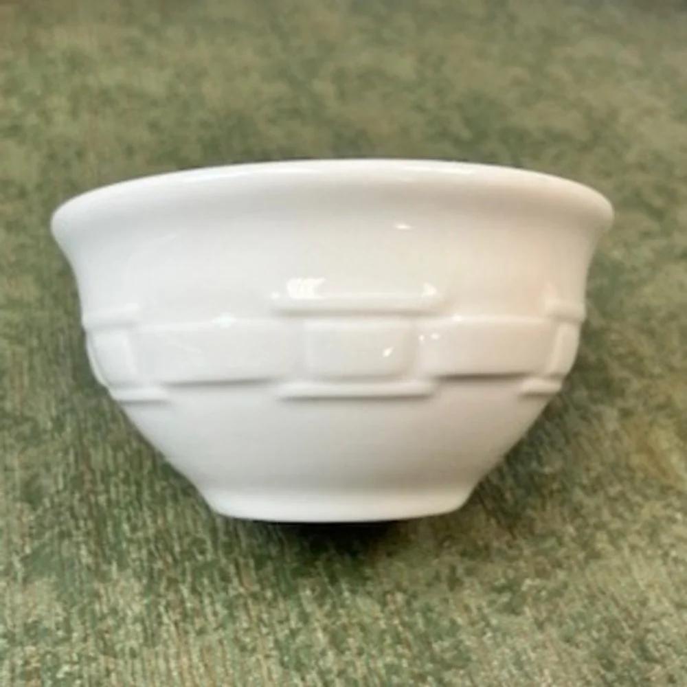 Longaberger‎ Pottery Traditions Ivory Woven Basket Weave Bowl USA 4.5 Inch Small